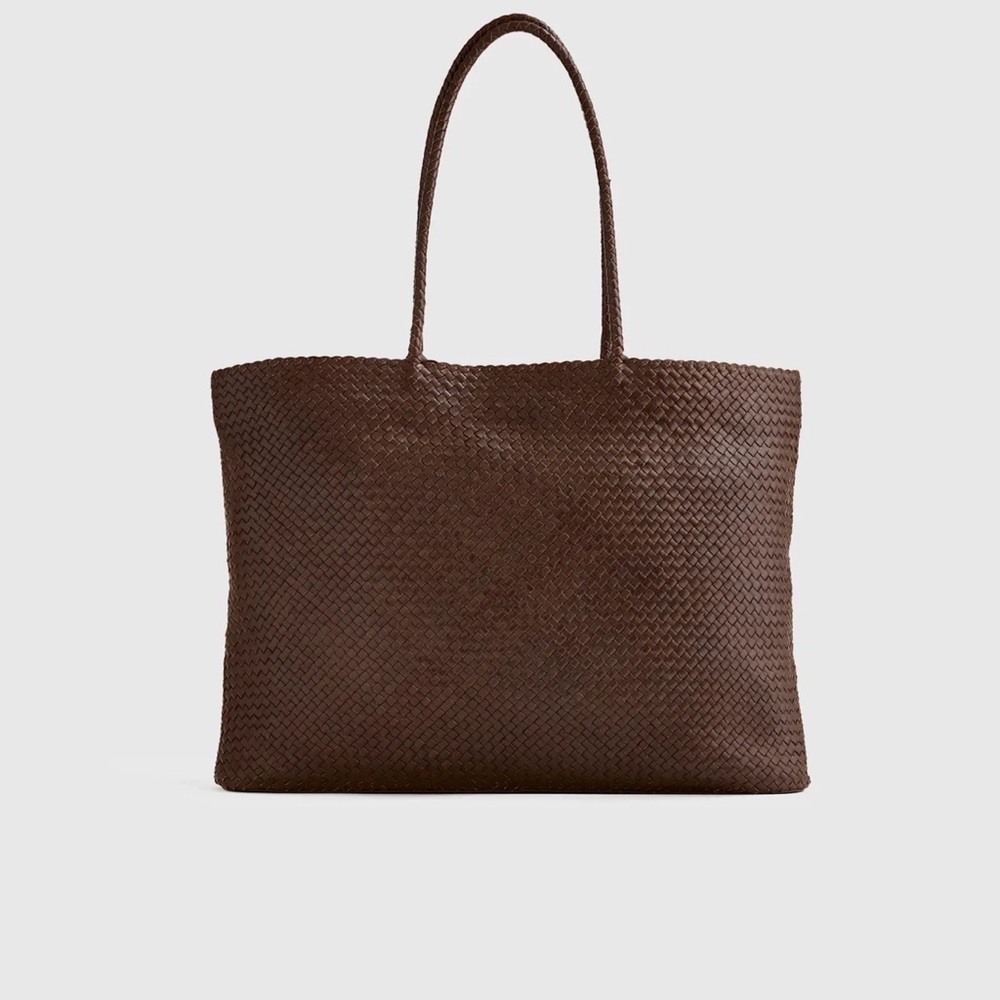 Quince Italian Leather Small Handwoven Tote